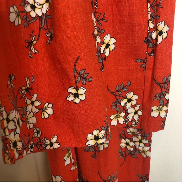 Miss Me Orange Floral Wide Leg Linen Pants Size L - Picture 8 of 9